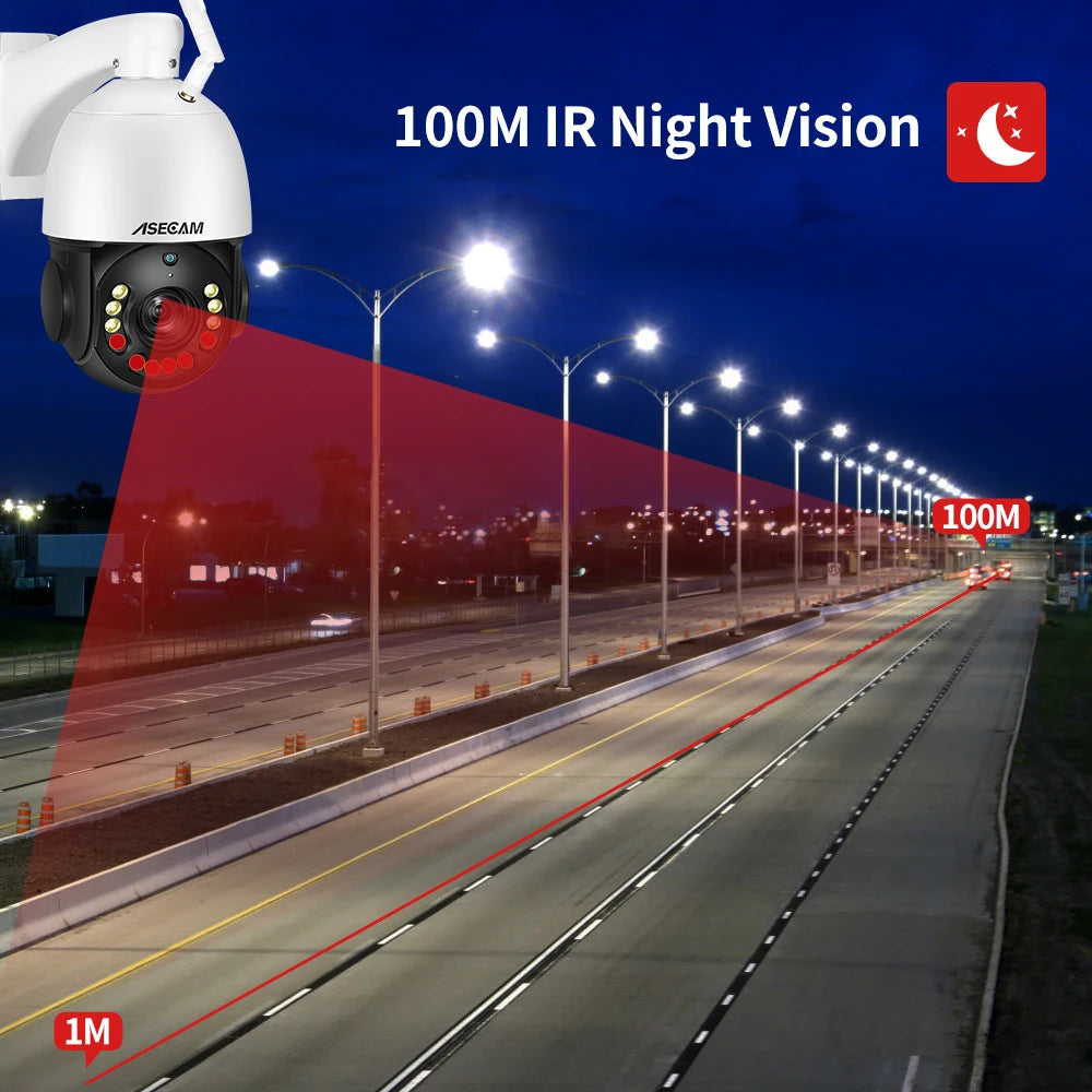8MP 4K PTZ IP Camera Wifi 30X Optical Zoom CCTV Outdoor AI Human Vehicle Tracking Audio Onvif POE Surveillance Camera