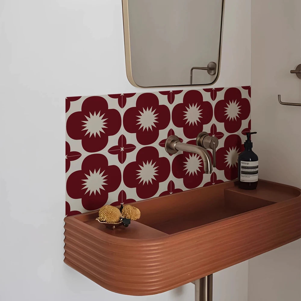 10Pcs Tile Stickers, Peel and Stick Self Adhesive Removable Moroccan Talavera Tiles Backsplash for Kitchen, Furniture Staircase