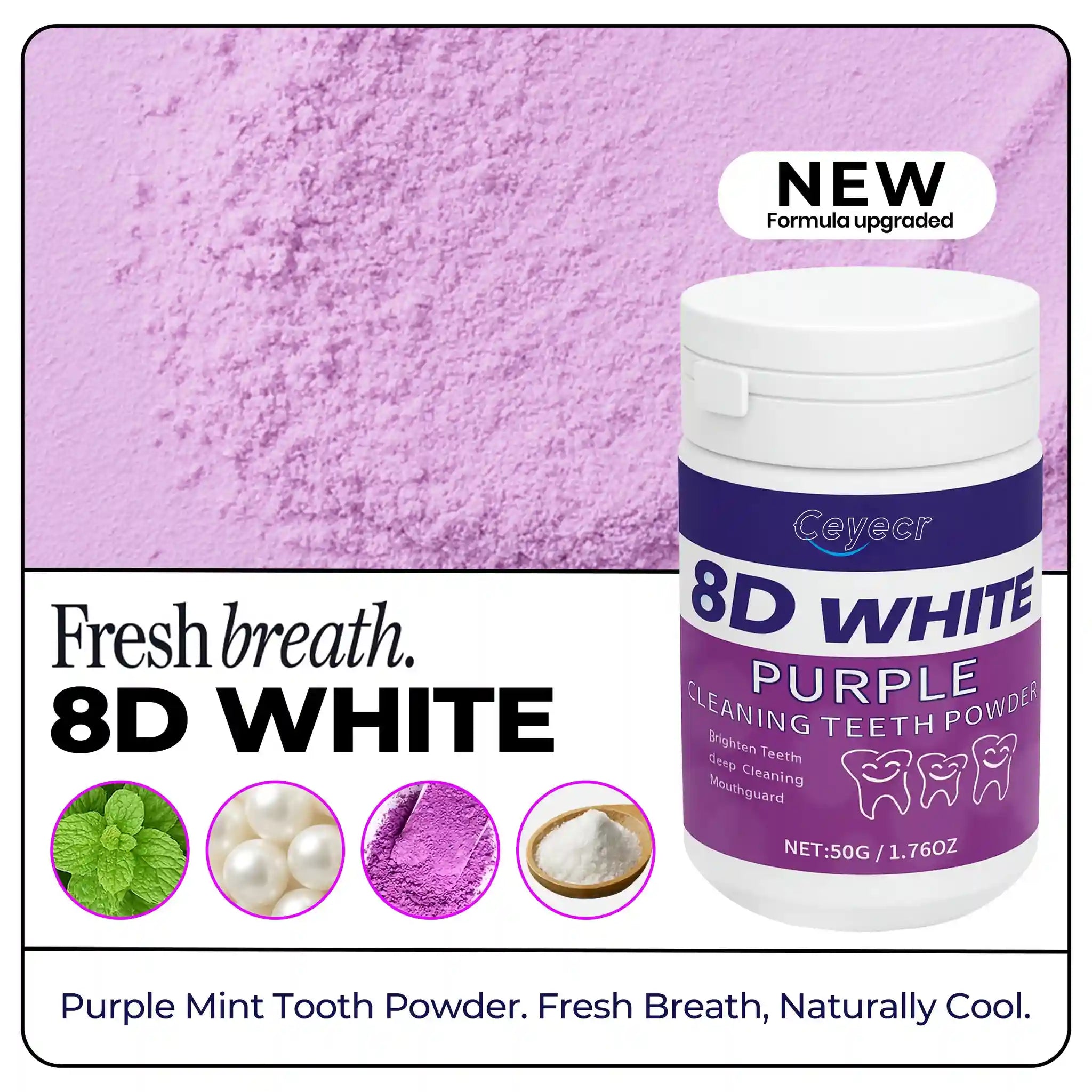 Tidesmit 8D teeth whitening powder 50g for deep cleaning and fresh breath dental care