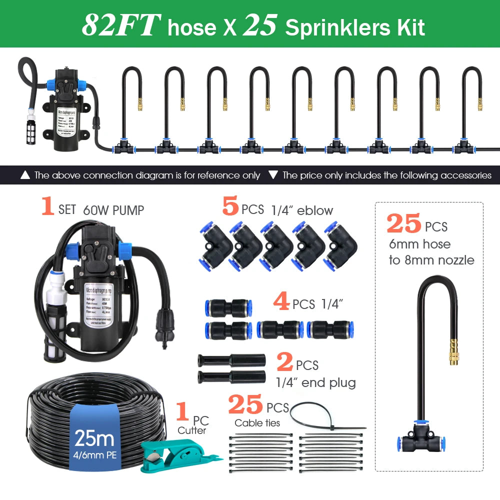 360° Free Rotate Adjustment Flexible Brass Spray Watering System Garden Cooling Pump Irrigation Set Quick Connection Interface