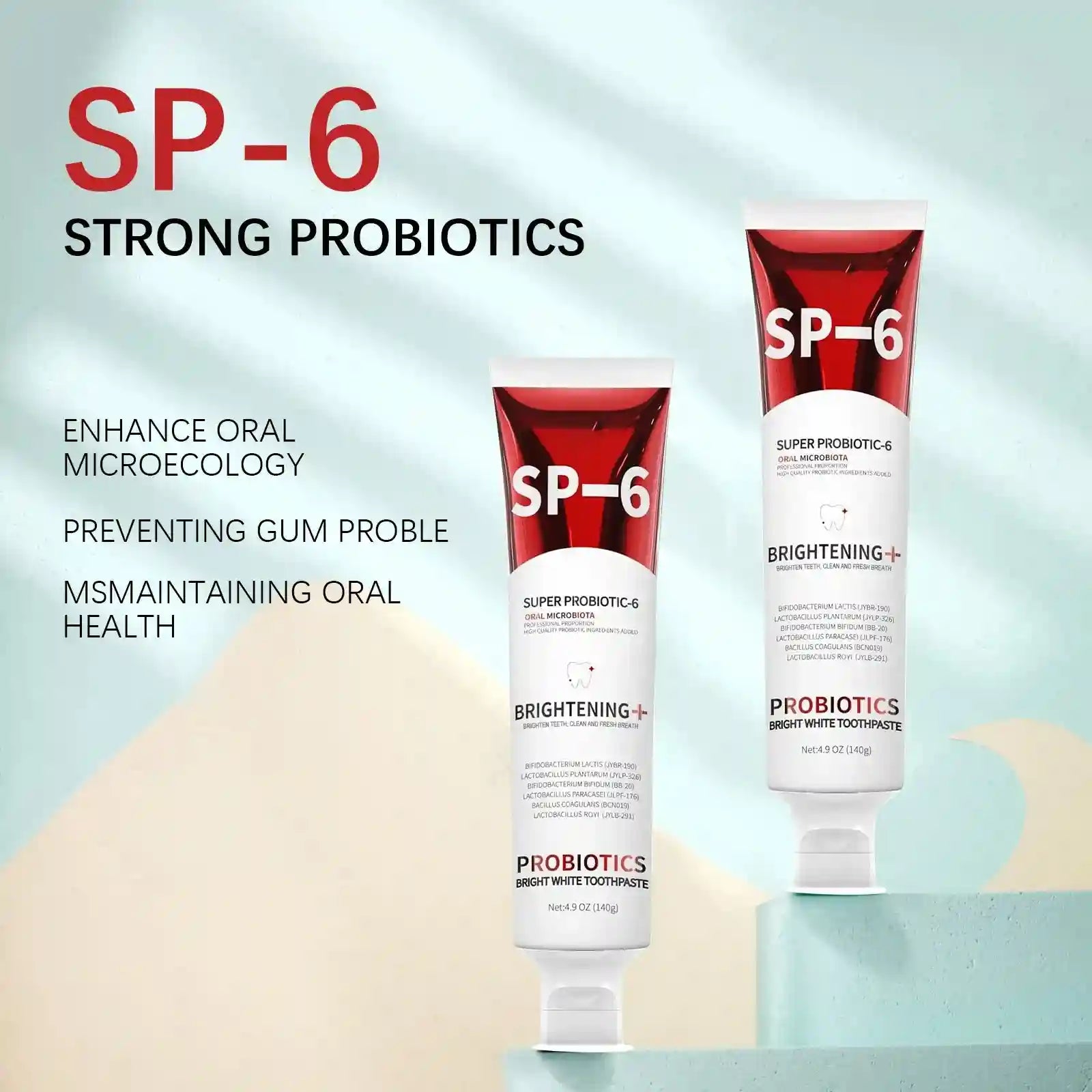 Tidesmit 140g SP-6 probiotic teeth whitening toothpaste for plaque removal and fresh breath oral hygiene care