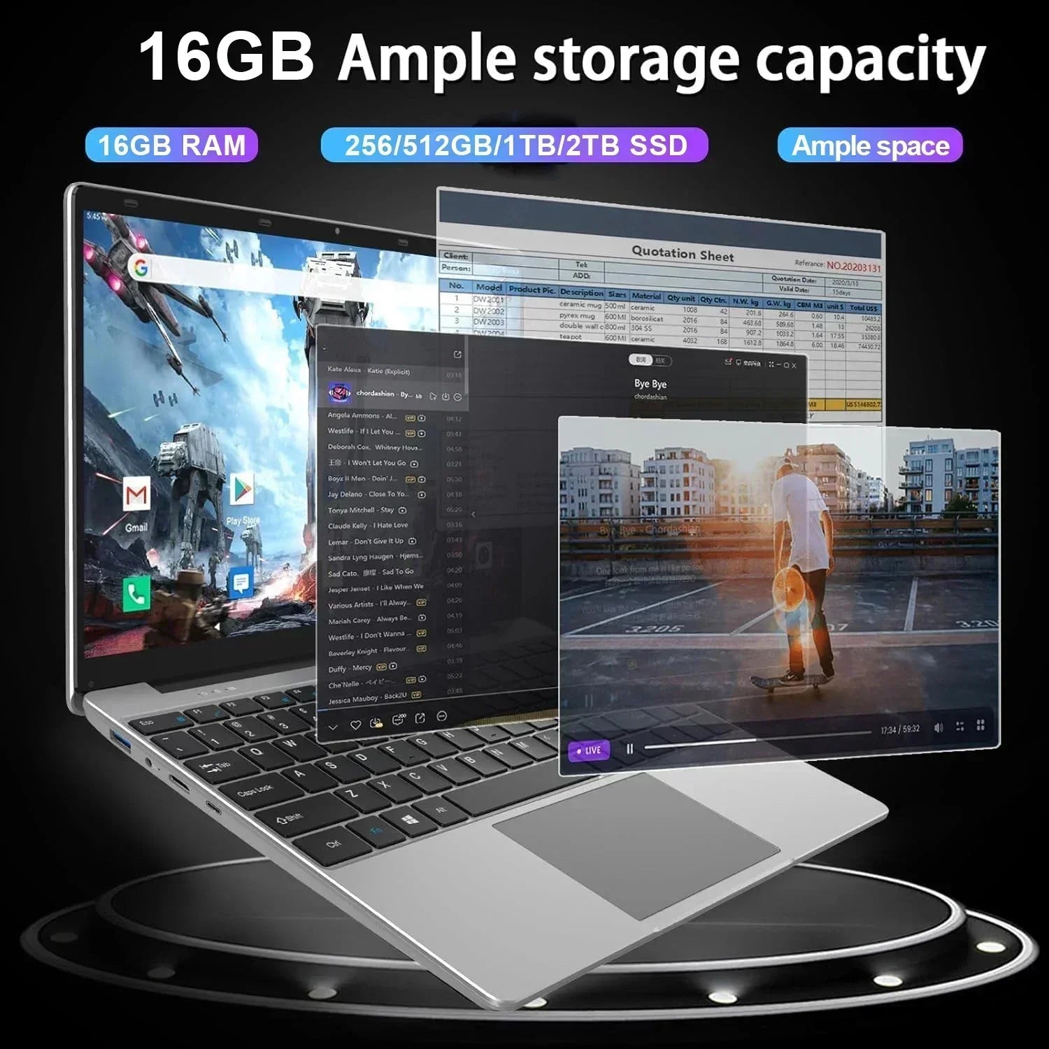 Intel i9-10980HK 14.1 Pro Notebook 8C16T 2.4-5.3GHz 16MB Cache 45W 32GB DDR4 2TB NVMe SSD Gaming Laptop Office Fast