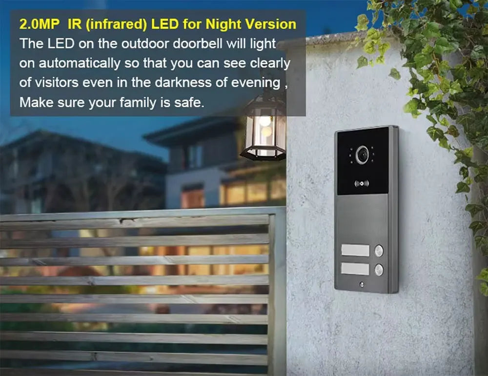2/3/4 Unit Home Video Intercom for Apartments Residential Intercom Doorbell Wifi Video Door Phone System with RFID Card Unlock