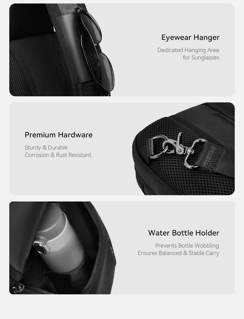 ReeYee N6 6L Sling Chest Bag, Combination Lock Security Crossbody Pack, Unique Design with Smart Organization Compartments