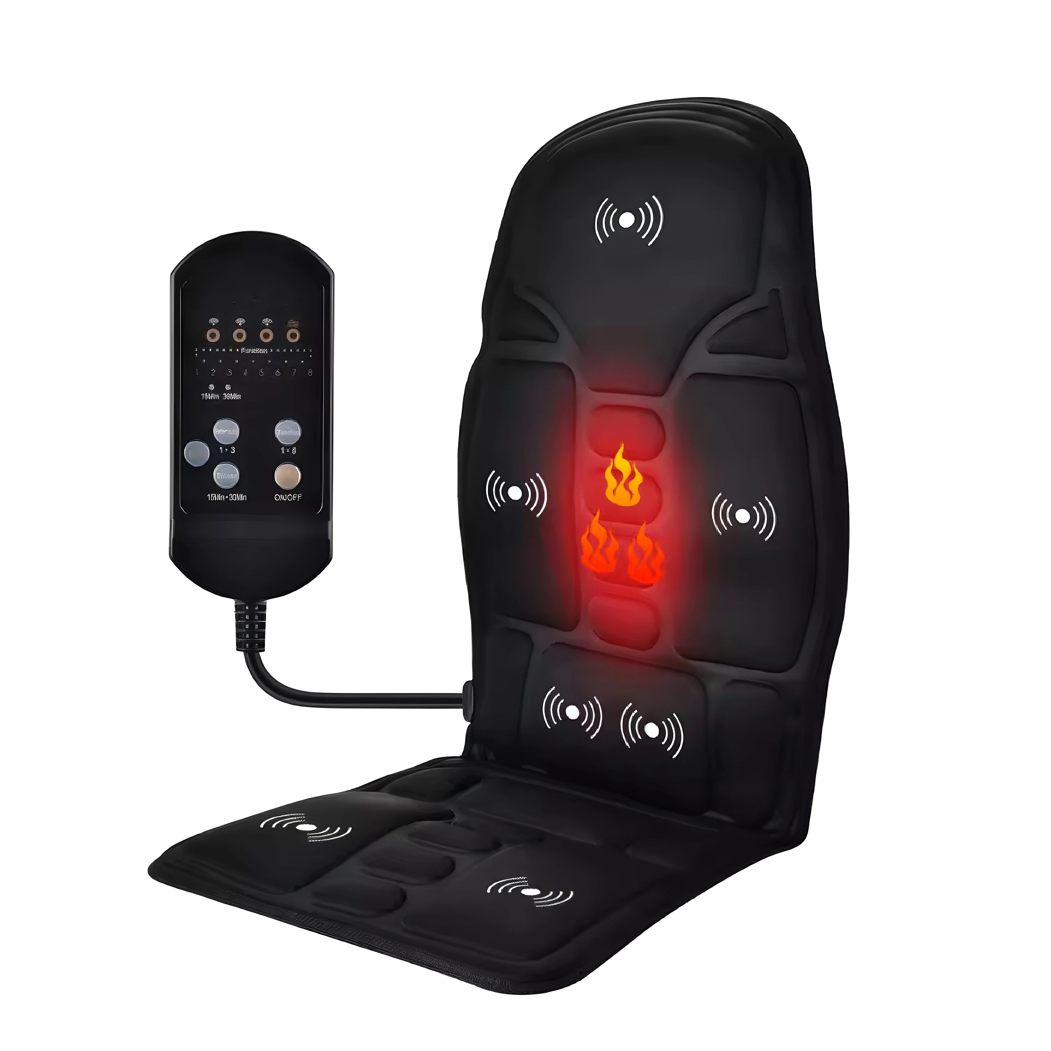 Heated Electric Massage Cushion for Car - Portable Muscle Relief Massage Cushion Black Tidesmit