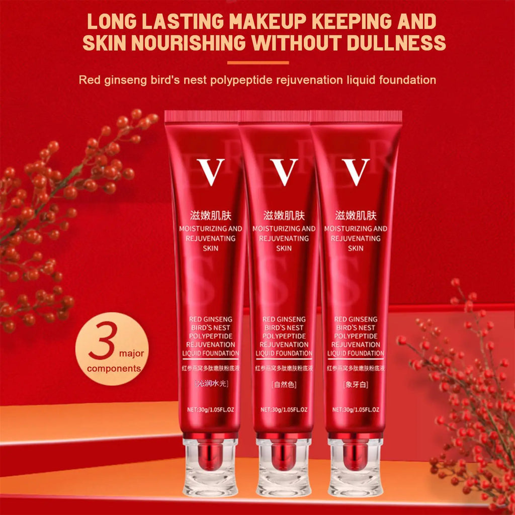 Tidesmit 30g Red Upgrade FV waterproof foundation texture close-up for high coverage oil control and hydration
