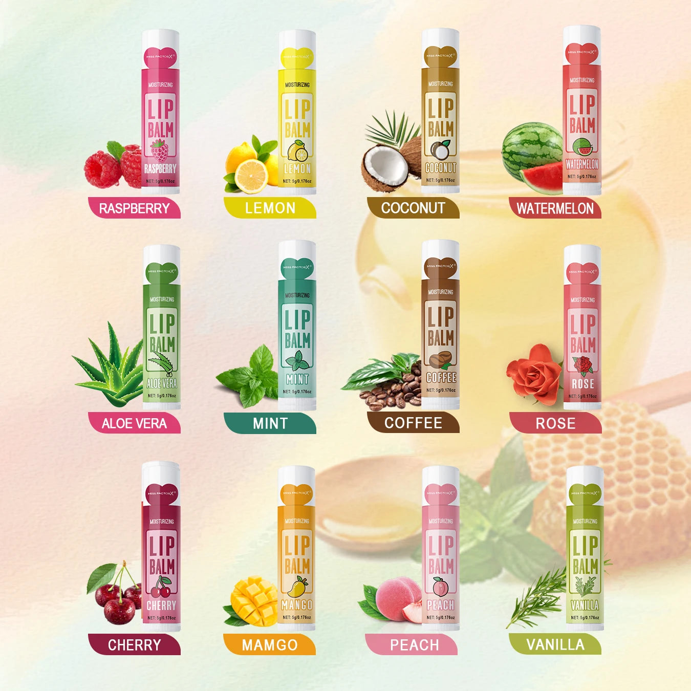 60-Piece Moisturizing Lip Balm Set - Hydrating Lip Care by Tidesmit Lip Care Tidesmit