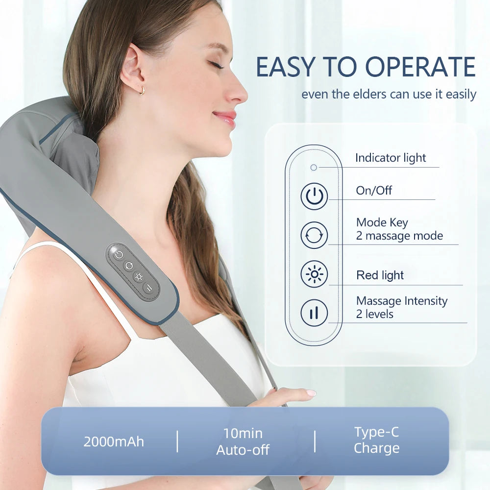 Back Massager Shawl with Heat - Rechargeable Deep Tissue Relief Device Back Massage Instrument Tidesmit