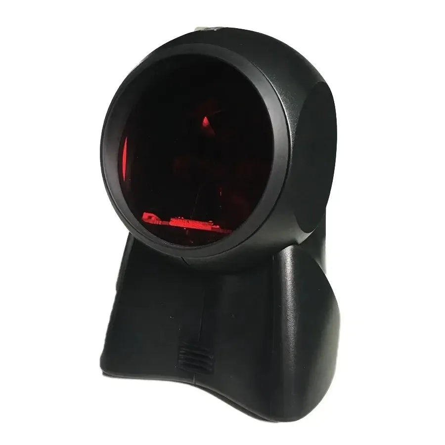 Used barcode scanner showing a red scan line through the front lens