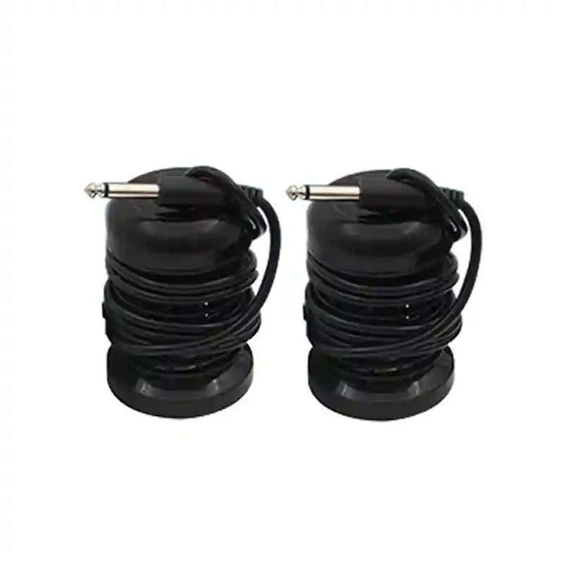 Two black ionic detox foot bath arrays with plug cables for spa massage machine, round cylinder spa replacement parts.