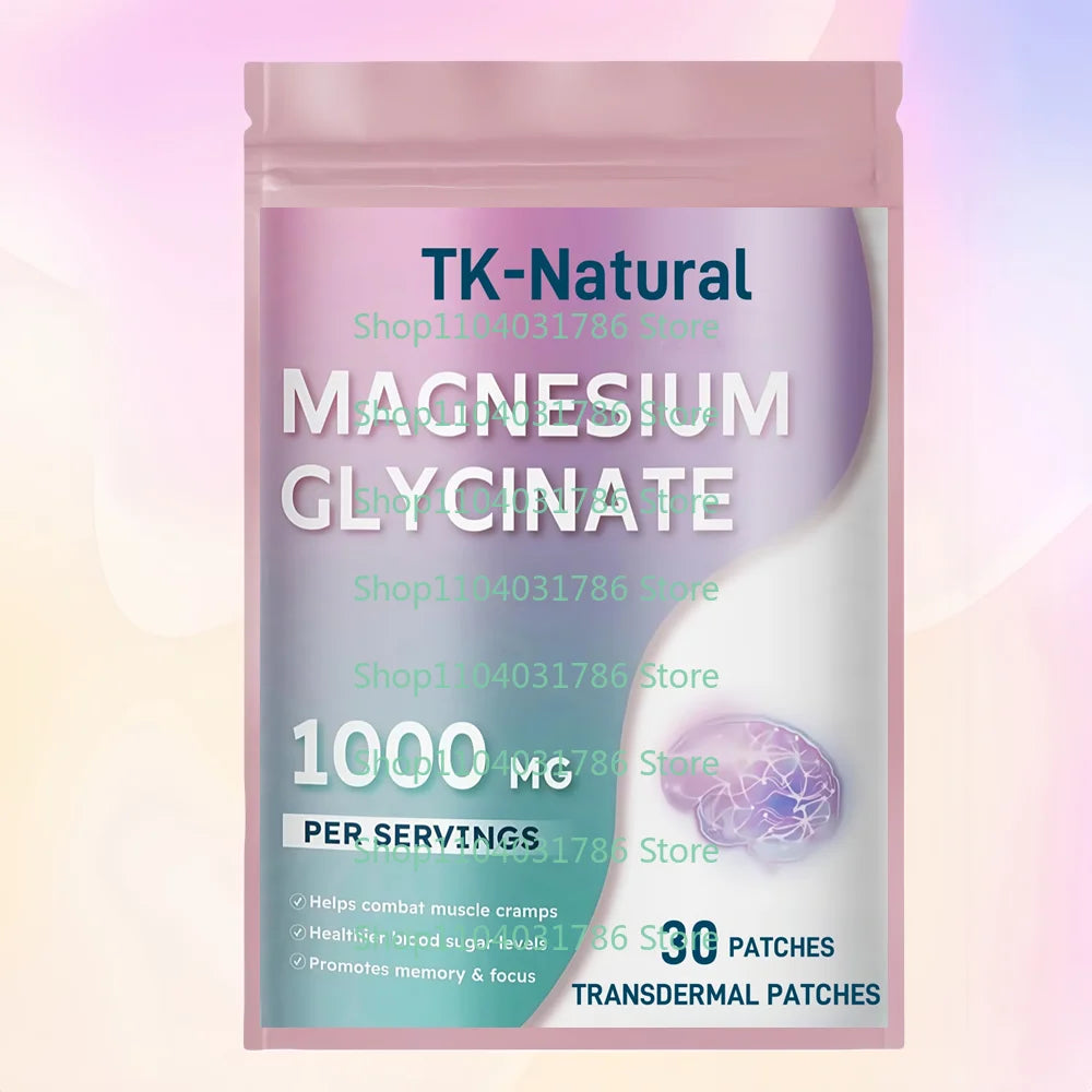 30 Patches Magnesium Glycinate Transdermal Patches with Vitamin D, B6, CoQ10 for Calm Mood & Sleep Support