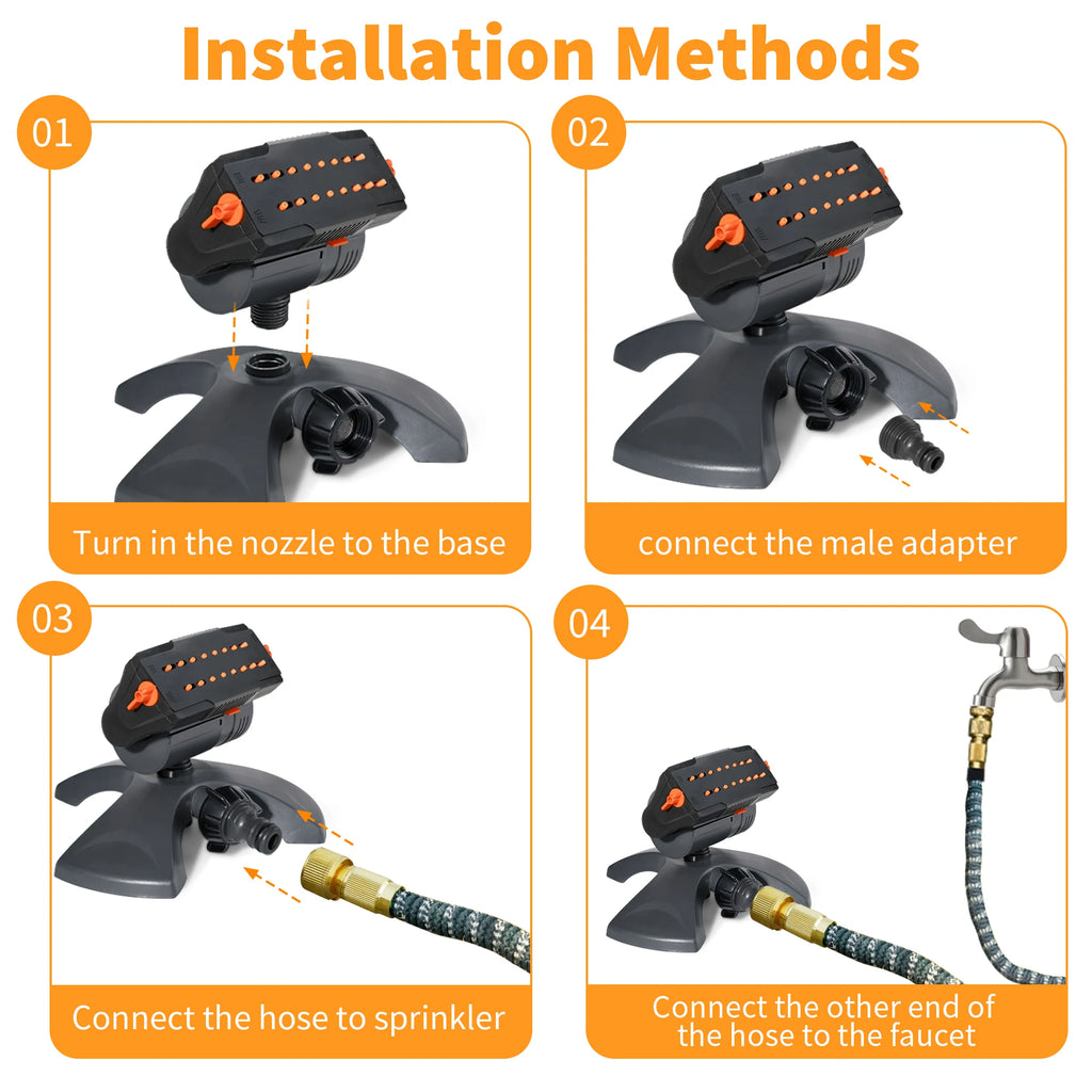 Diivoo Mini Turbo Oscillating Water Sprinklers for Yard, Garden Sprinkler with Large Base, Adjustable Width, Range and Flow Rate
