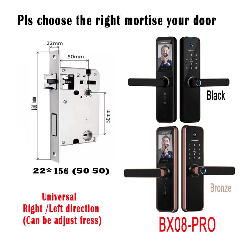 Tuya visual Wifi Digital Electronic Smart Fingerprint Door Lock With Biometric Camera intelligence Card Password Key Unlock