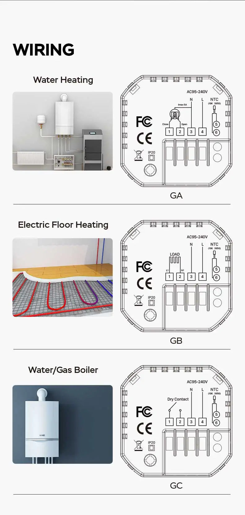 TUYA WiFi Smart Knob Thermostat  Floor Heating Water Gas Boiler Home Room Programmable Temperature Controller Alexa Google Home