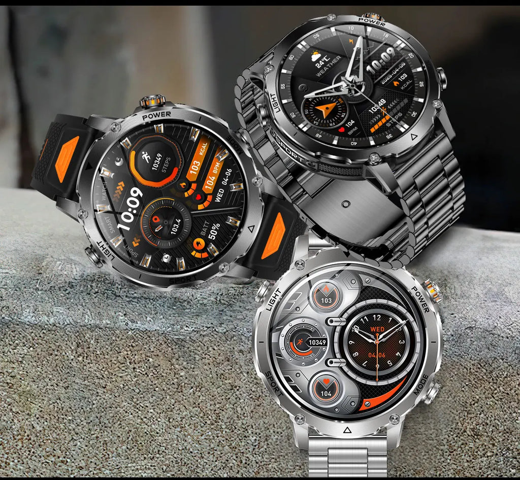 New GPS Sapphire Glass Smartwatch Business men 1.7-inch AMLED Screen Clock 1400mAh Battery 10ATM waterproof Titanium alloy Watch