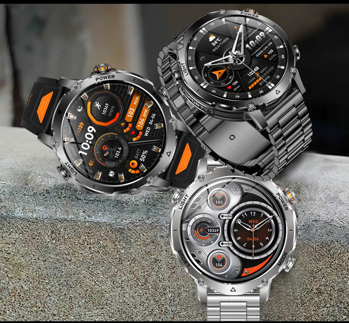 New GPS Sapphire Glass Smartwatch Business men 1.7-inch AMLED Screen Clock 1400mAh Battery 10ATM waterproof Titanium alloy Watch