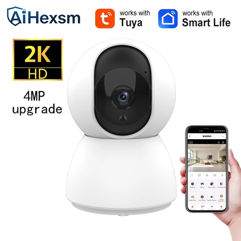 4MP 2K 400W Tuya Smart WiFi 355 IP Camera Indoor Wireless Surveillance Auto Tracking Human Home Security CCTV Baby Pet Monitor