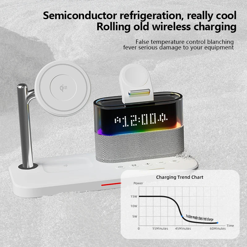 3-in-1 MagSafe Wireless Charger Station with RGB Alarm Clock Tidesmit