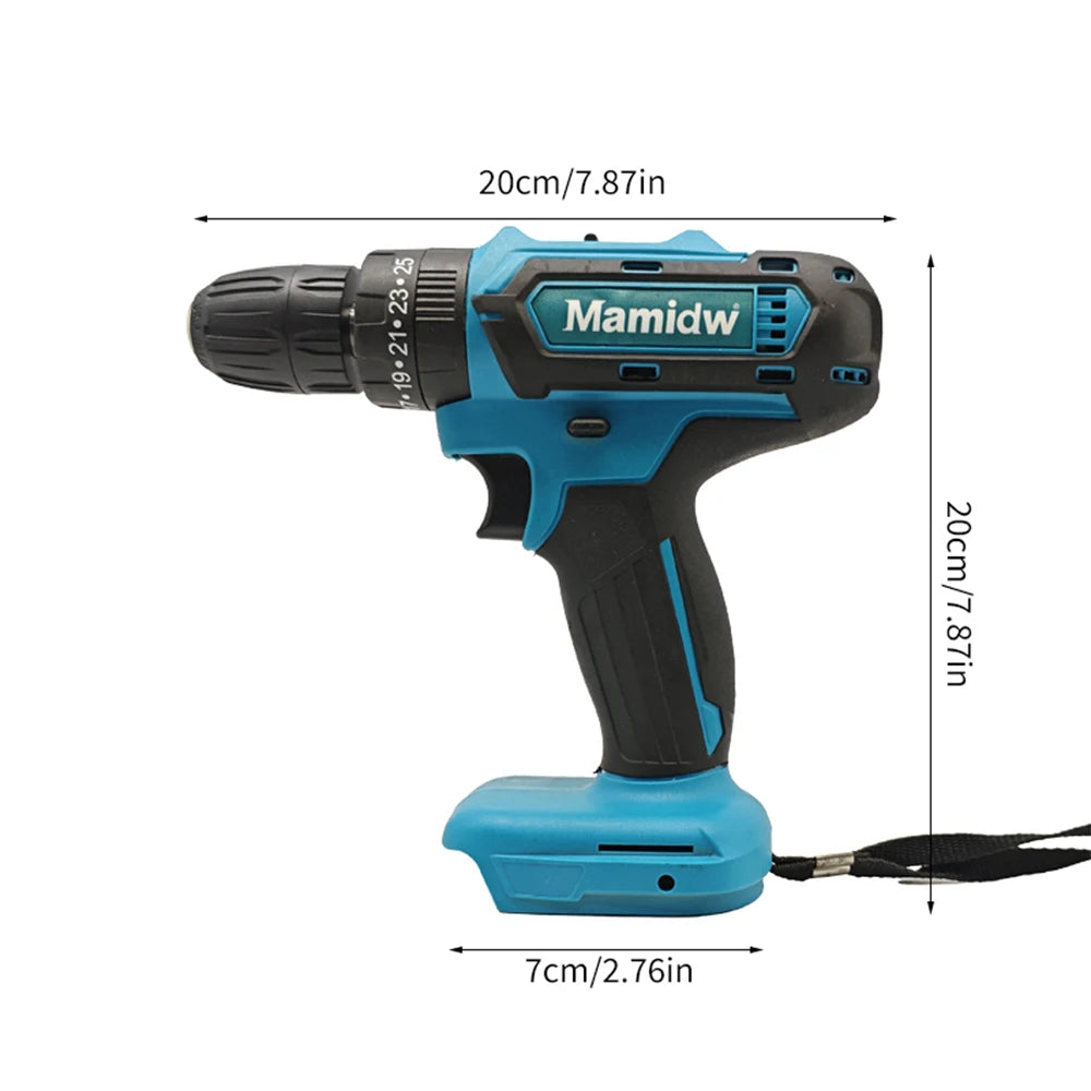 25Nm Cordless Drill, Electric Power Drill for Makita 18V, 3/8” Keyless Chuck, 2 Variable Speed, 25+3 Torque Positions for Precise DIY & Assembly