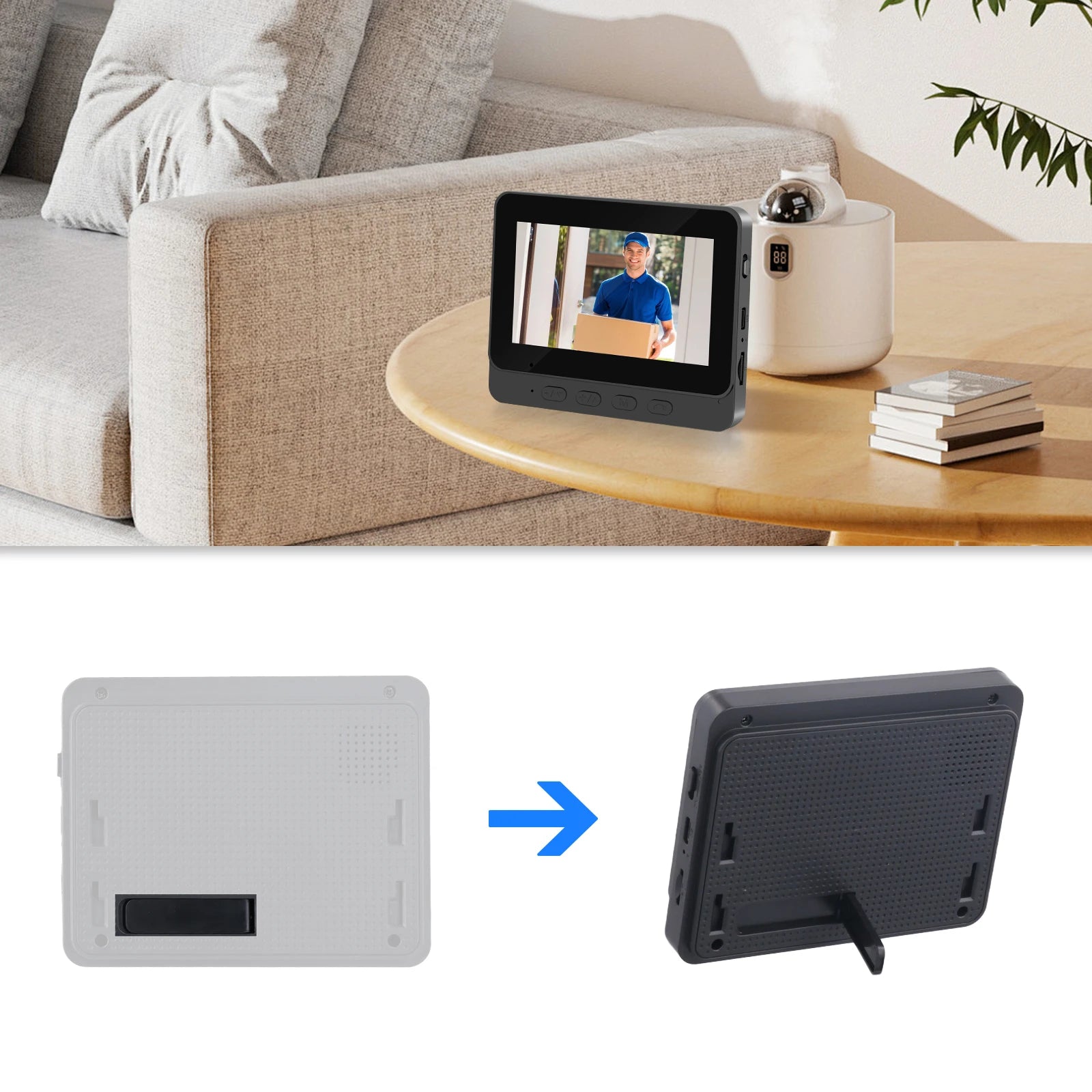 Podofo Smart Wireless Video Doorbell With Screen 4.3'' IPS HD Smart Intercom 2.4G Visible Doorbell Two-Way Talk Night Vision Home Use Security Camera