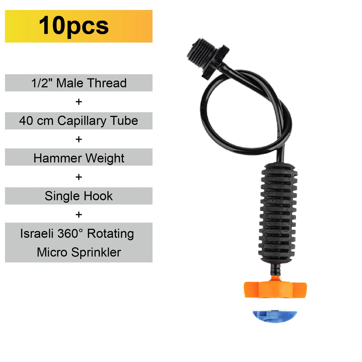 Inverted Israeli 360 rotating micro sprinkler with single-hook and orange mist nozzle