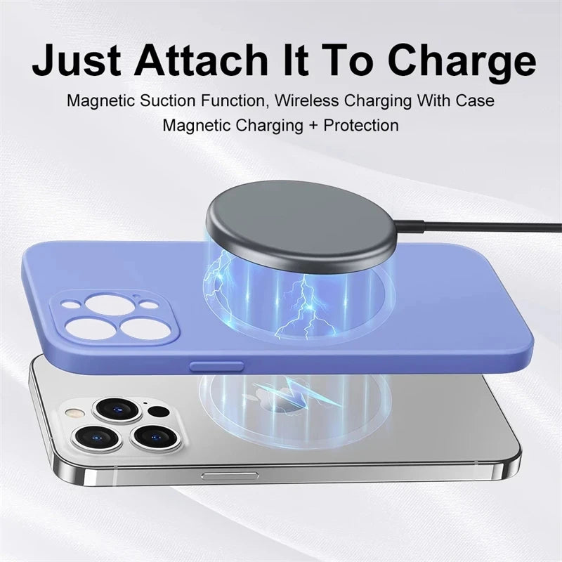 Magnetic iPhone 15 Pro Max Case: Slim Fit Shock-Absorbing Liquid Silicone Tidesmit