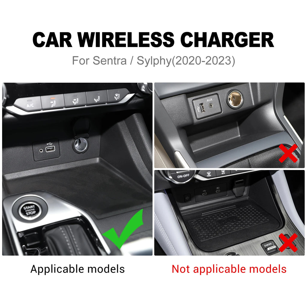 Wireless Charger for Nissan Sentra 2020-2025 Qi Certified Fast Charge Tidesmit