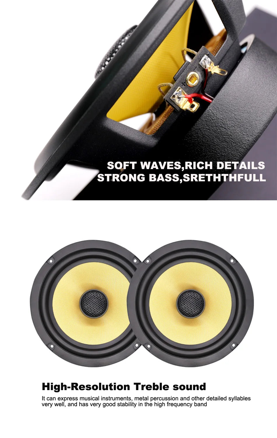 PUZU PZ-6509C Co-axial Car Audio Speakers with 180W Output Power Glassfiber Cone Deep Bass Sound Quality