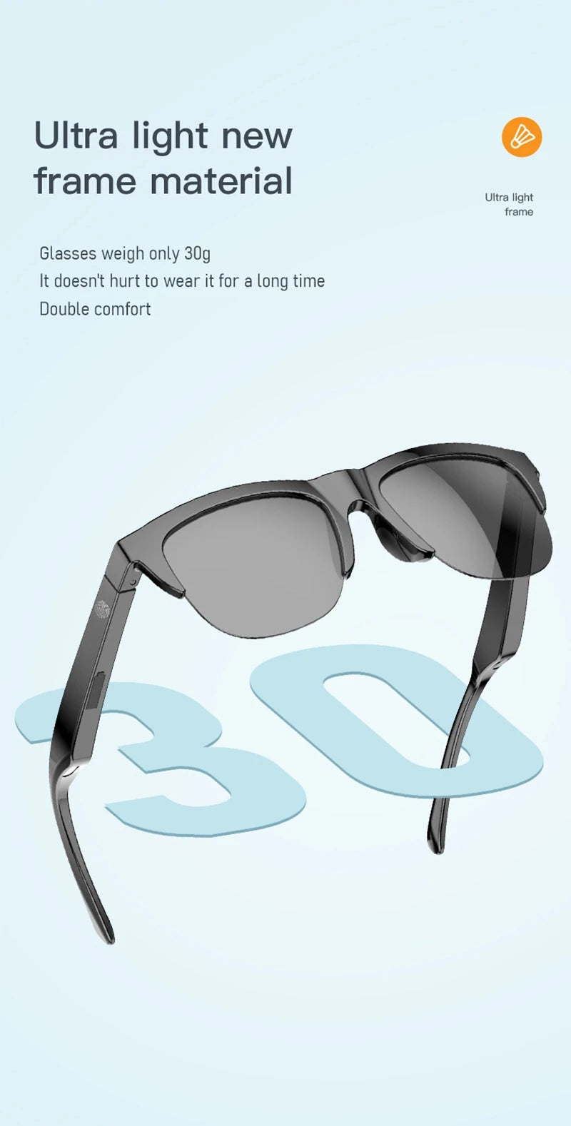 Bluetooth Smart Glasses with Spatial Audio - Black Matte Finish Tidesmit