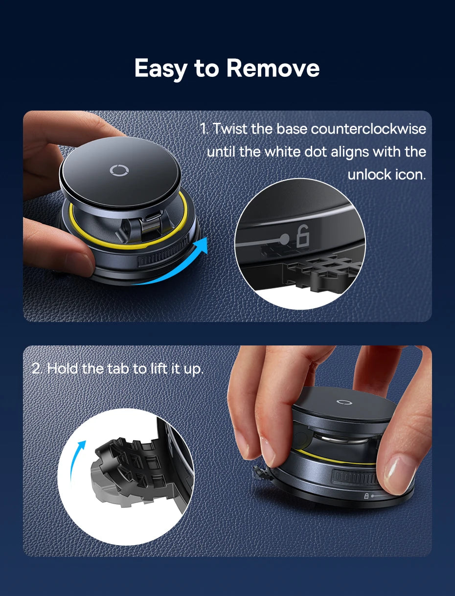 Magnetic Car Phone Holder & Qi Certified Fast Wireless Charger - Silver Tidesmit