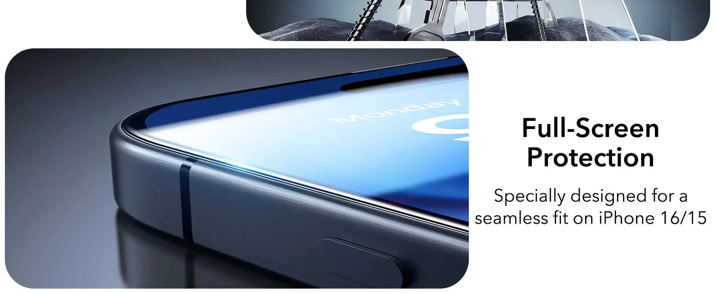 iPhone 16 Tempered Glass Screen Protector 3-Pack Anti-Scratch Film Tidesmit