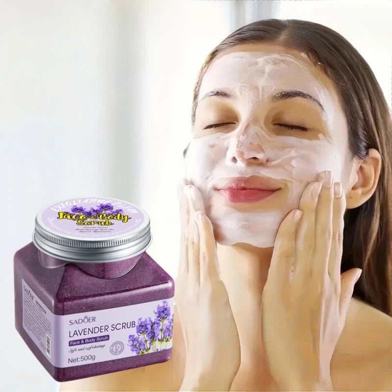 Lavender Exfoliating Body Scrub 500g - Natural Skin Polish for Glow Scrubs Treatments Tidesmit