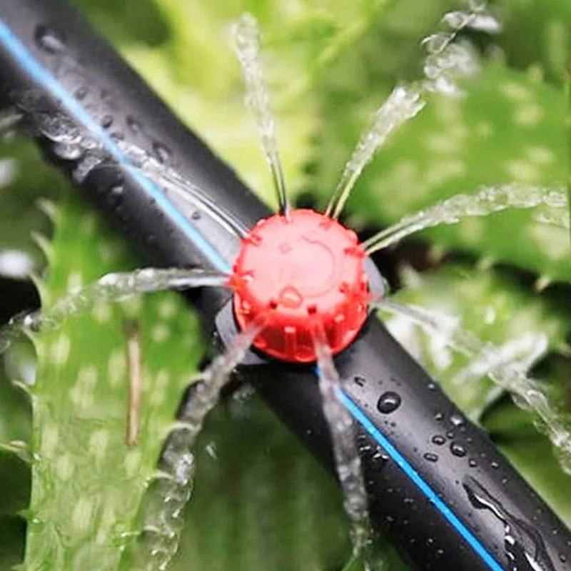 ZK Water Saving Drip Irrigation Kit, 8-Hole Drip Atomizing Nozzle, 4/7 Tubing, C Y Stake for Garden Farm Multi-Scenario Watering