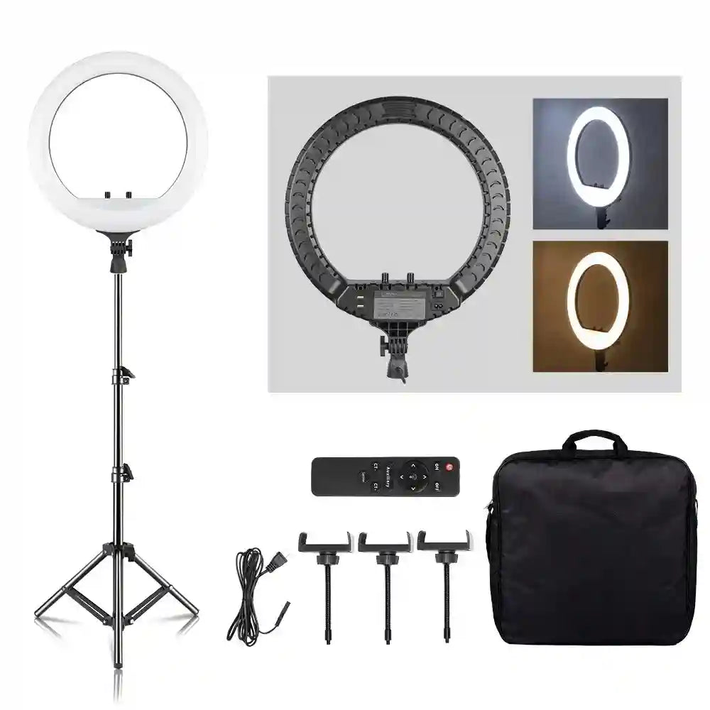 18 Inch LED Ring Light with Adjustable Tripod Stand for Content Creation 184cm stand Tidesmit