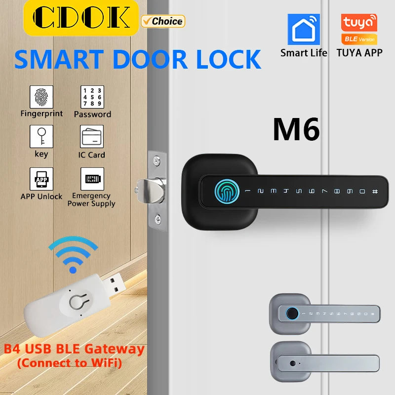 Fingerprint Door Lock: Tuya Bluetooth Smart Entry - M6 Series Tidesmit
