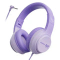 Kids Wired Headphones with Microphone - Comfortable Over-Ear Study Headset Purple Tidesmit