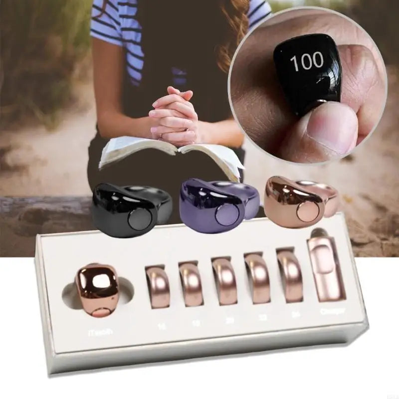 Digital Display Intelligent Counting Rings With Wireless Charger 5 Size Adjustable For Prayer And Zikr Up To 99999 Count Tidesmit