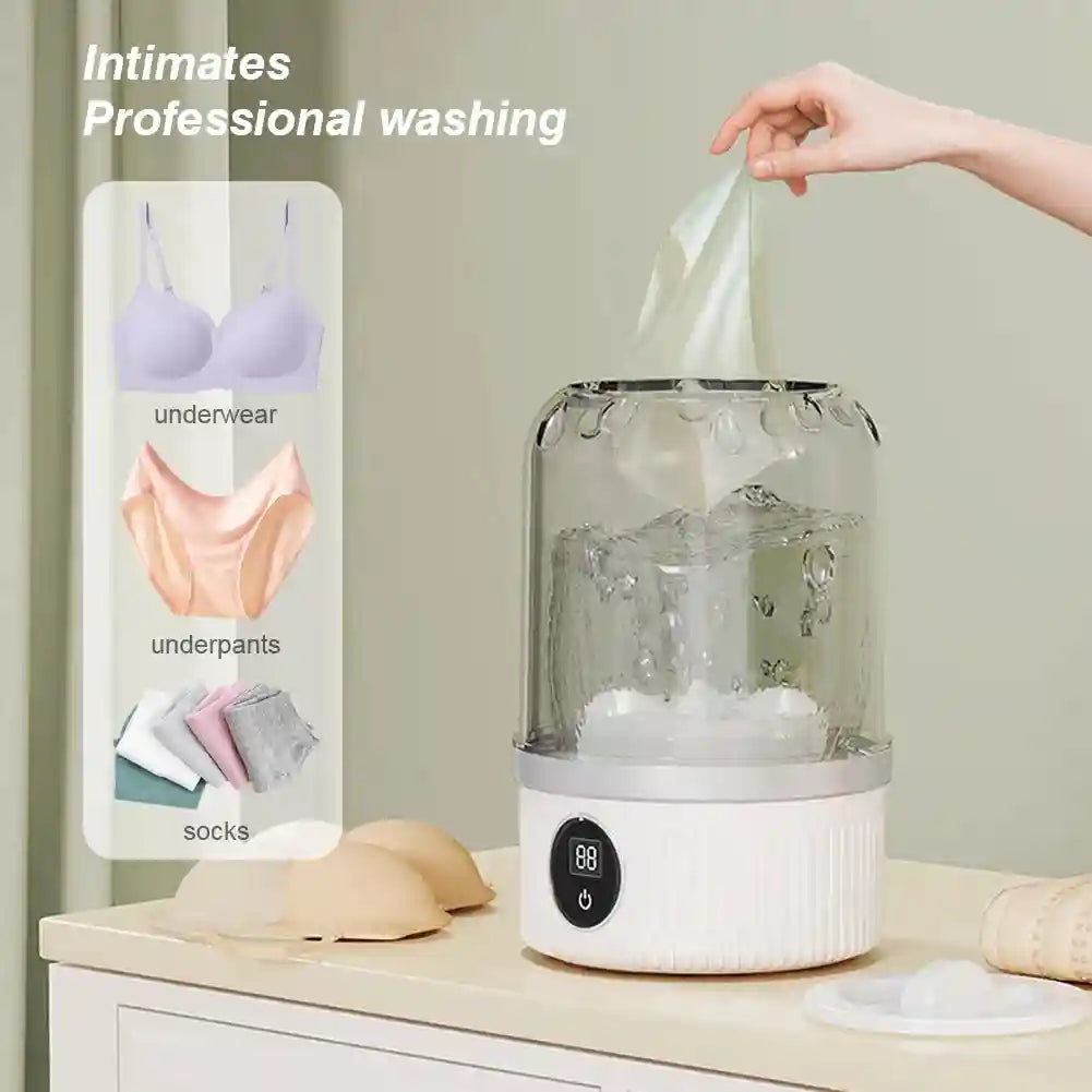 Tidesmit portable wireless mini washing machine bucket for travel cleaning underwear and socks, side view feature
