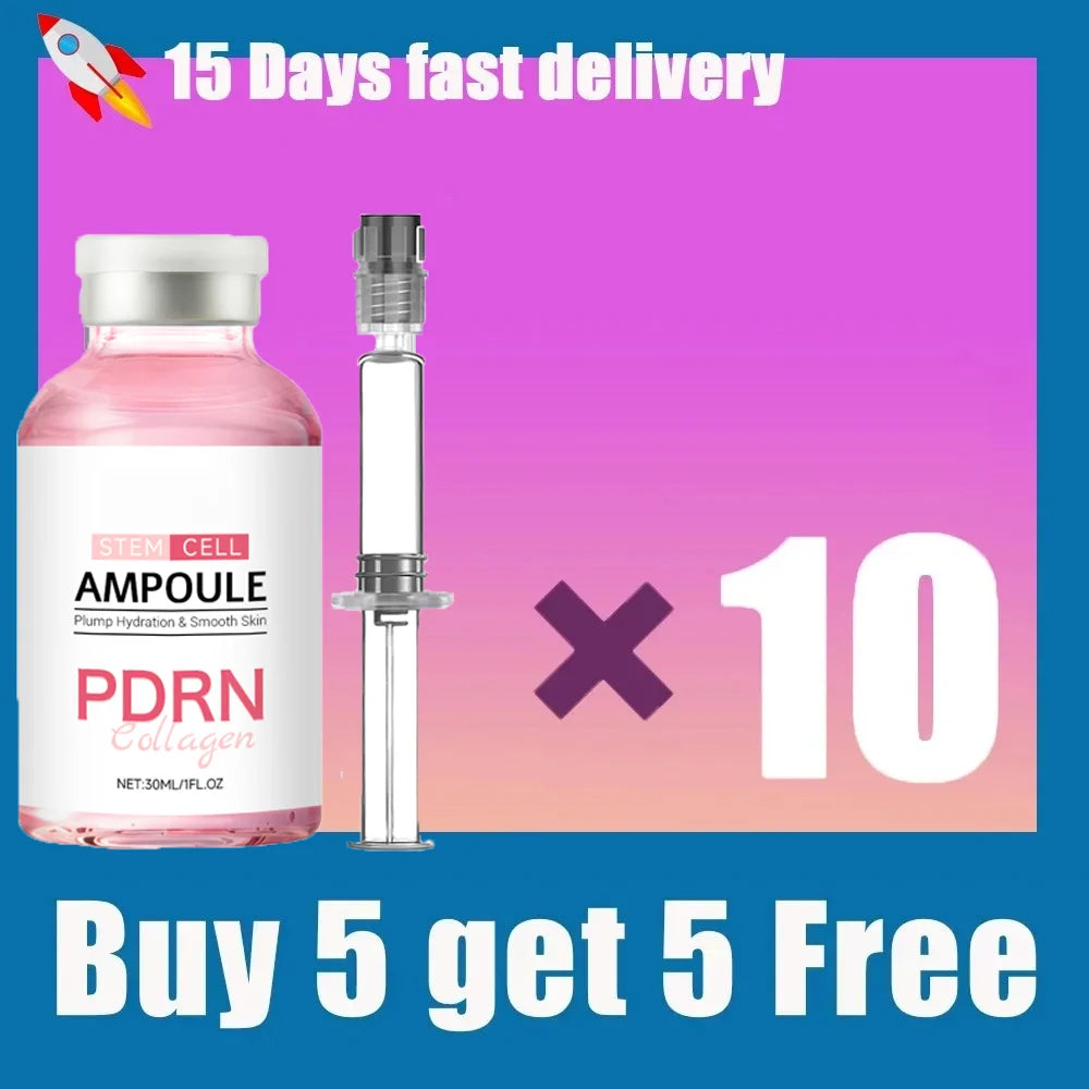 Pink serum ampoule bottle with silver cap and clear dropper vial