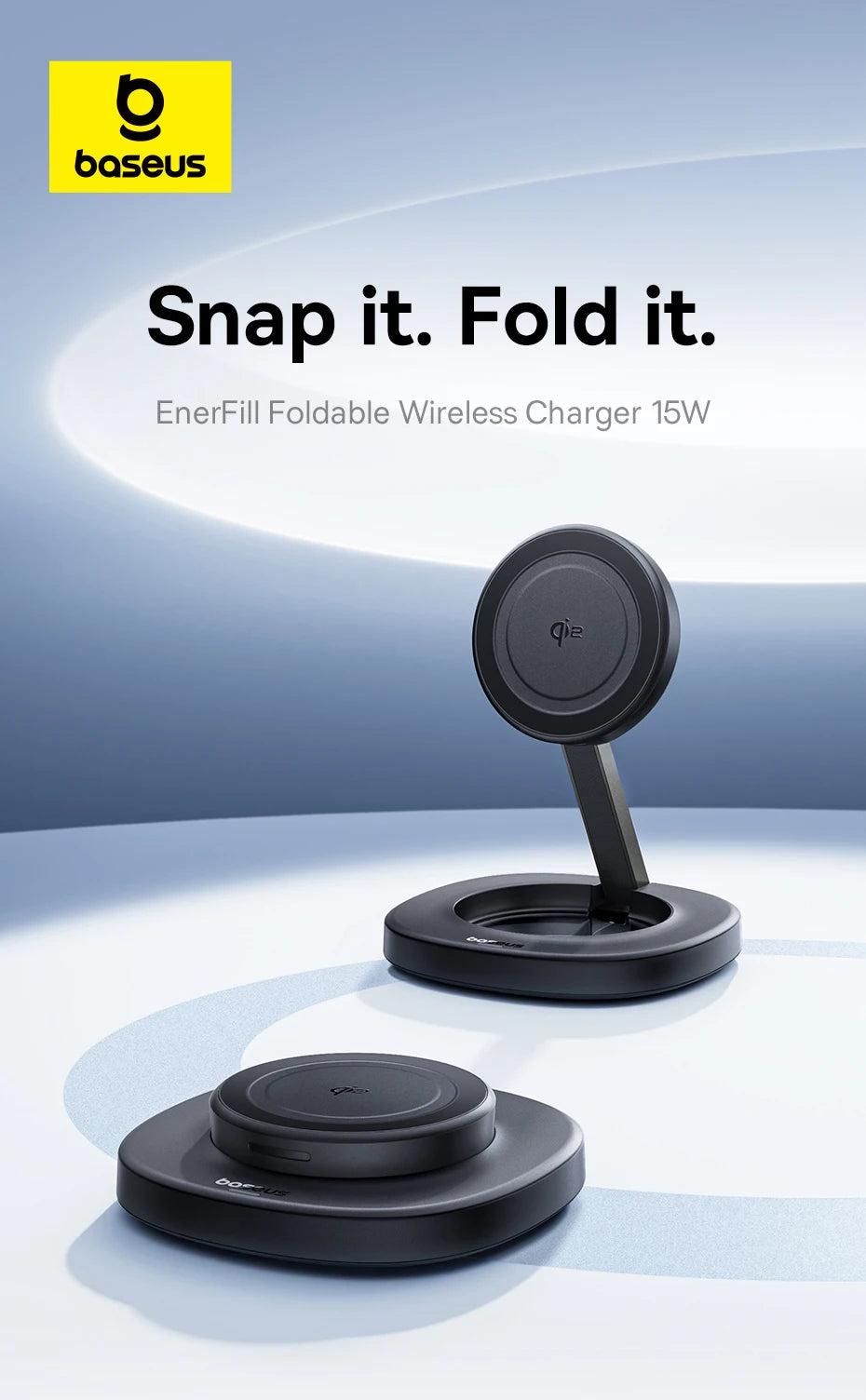 15W Magnetic Wireless Charger Stand - Foldable Qi Certified MagSafe Tidesmit