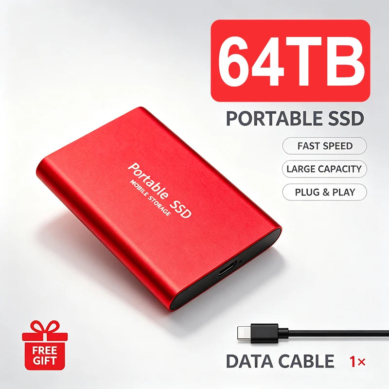 Portable External SSD 4TB High‑Speed Solid State Drive USB3.2 Type‑C Mass Storage Hard Disk 1TB 8TB 16TB for Laptop PC MAC Smart