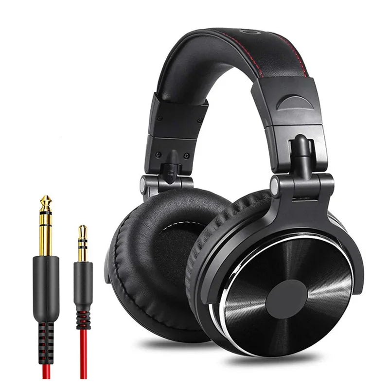 Wired Studio Headphones with Mic, 50mm Drivers - Red/Black or Black black Tidesmit