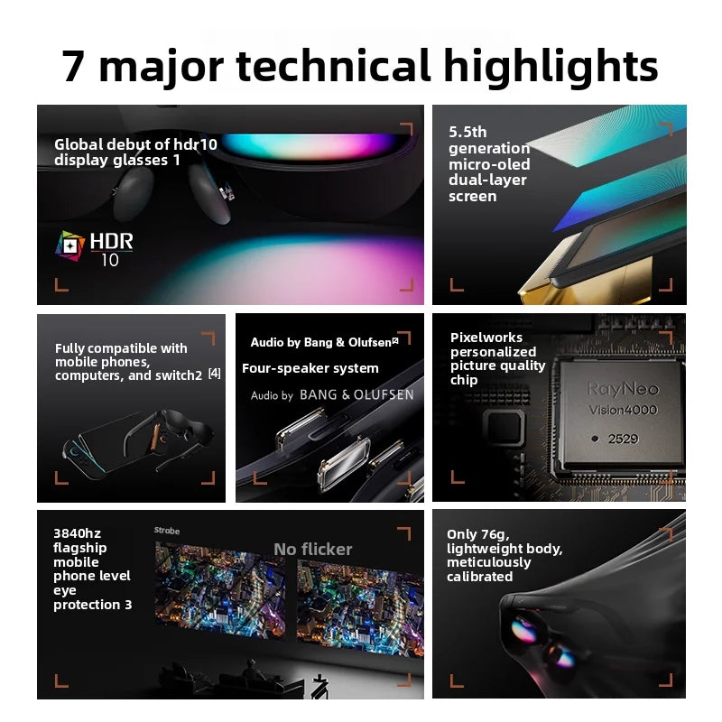 RayNeo Air 4 Pro Smart Glasses | Macro-OLED 3D Augmented Reality Display Tidesmit