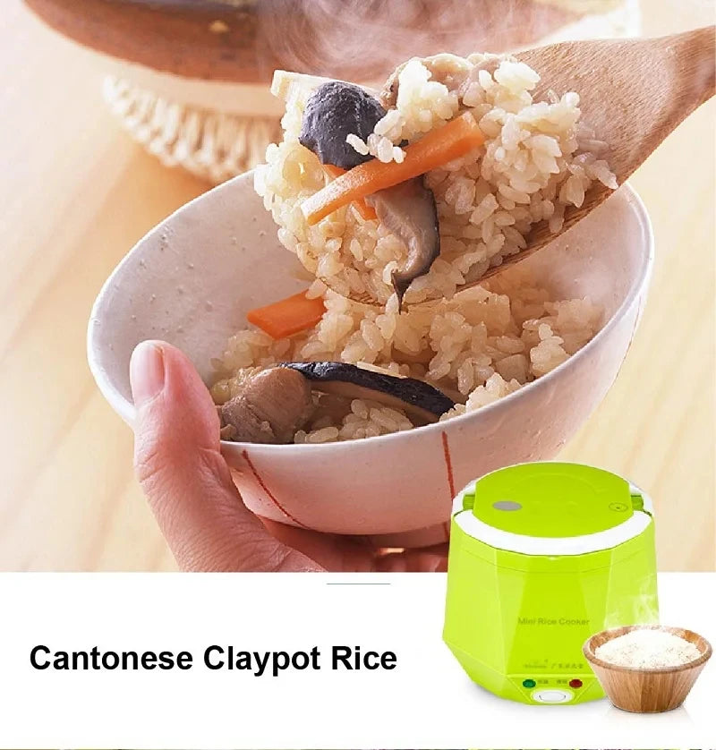 1.6L portable car rice cooker, lime green base with round control panel on front