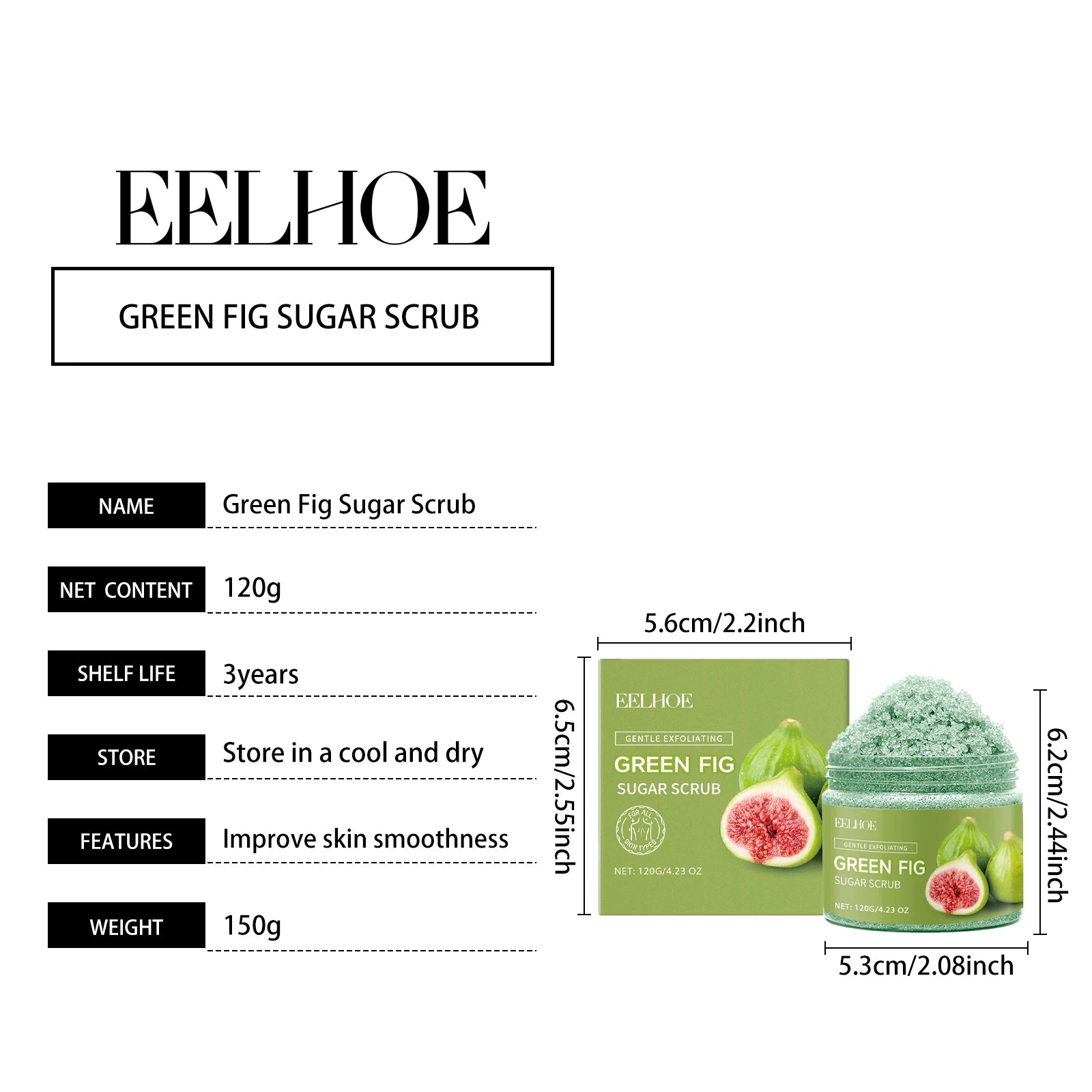 Green Fig Sugar Scrub | Natural Exfoliating Body Polish for Radiant Skin Scrubs Treatments Tidesmit