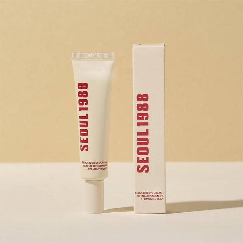 Tidesmit Seoul 1988 Retinol Eye Cream texture close-up for dark circles, wrinkles, and firming anti-aging skin care