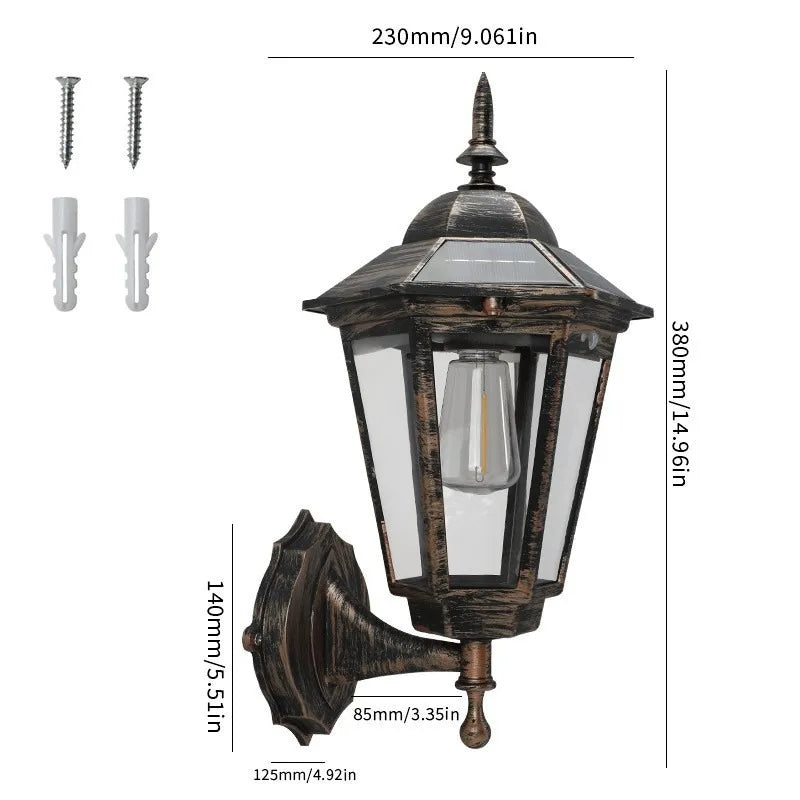 Outdoor Solar Wall Light for Courtyard, Corridor & Passageway - Motion Sensor, European Retro Style, Waterproof