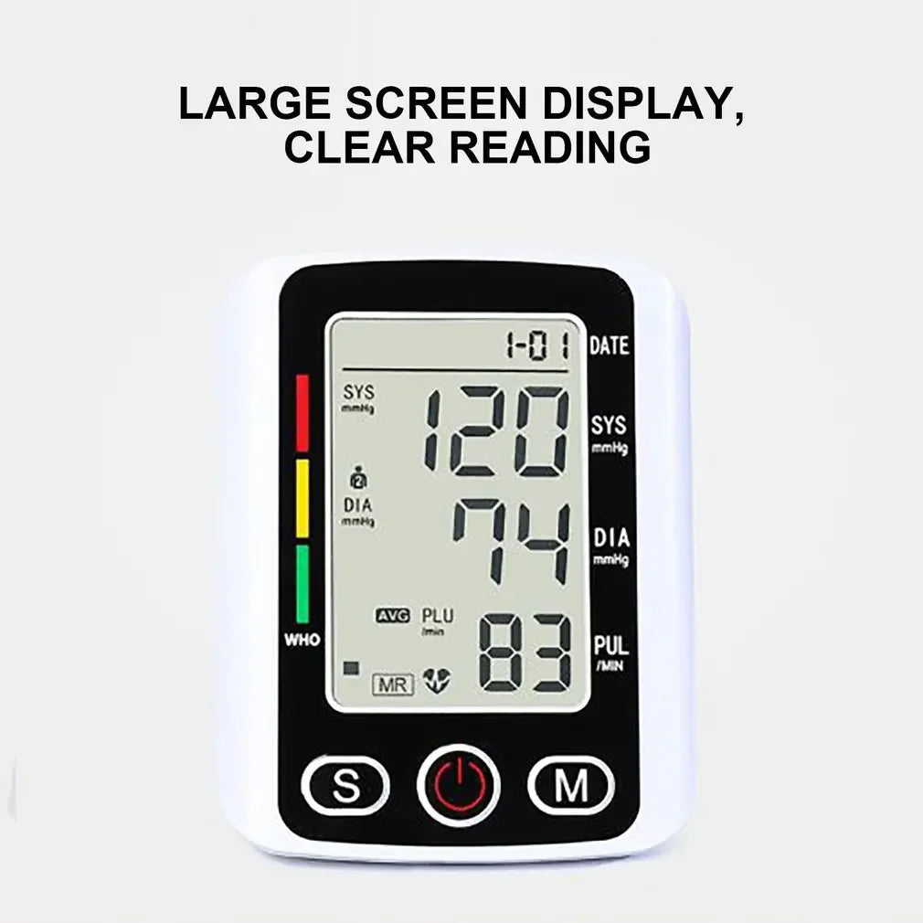 Blood Pressure Monitor Heart rate Meter Large Cuff Sphygmomanometer Health Care Portable Tonometer Digital LCD arm tensiometers