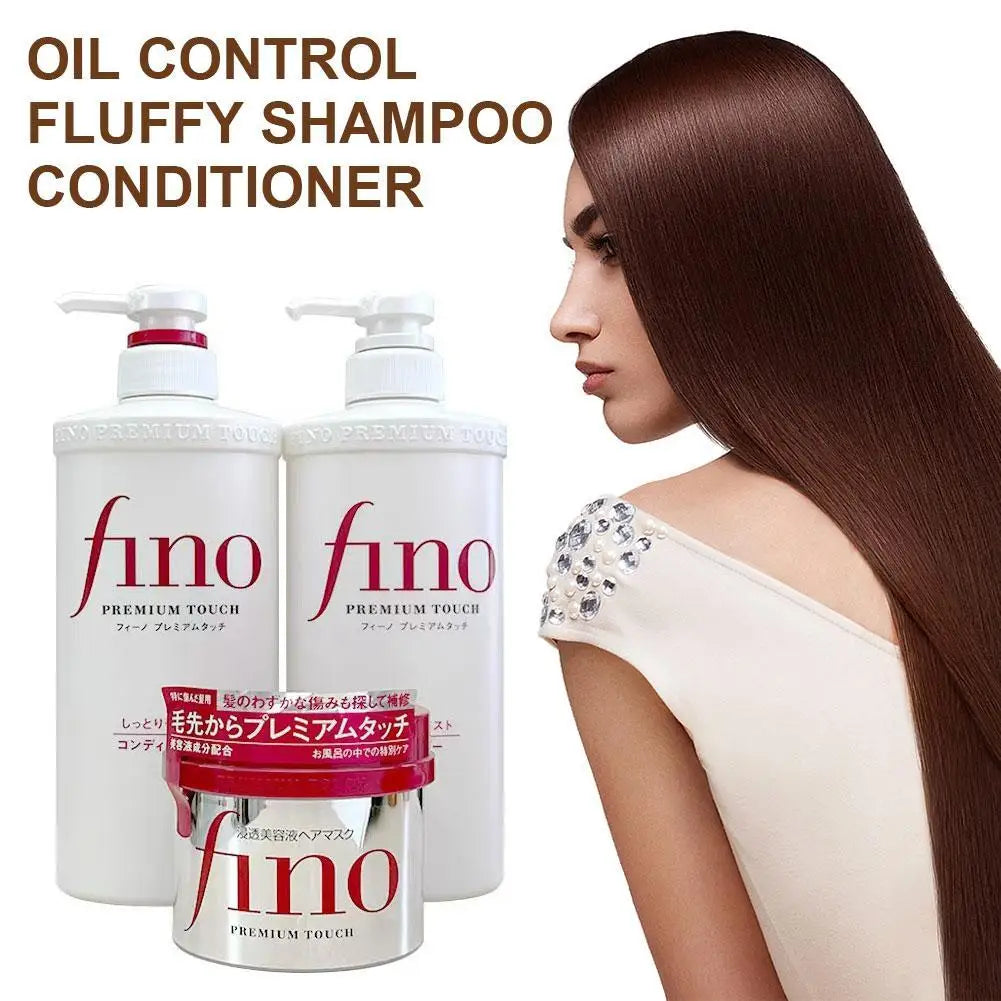 Fino Premium Touch Hair Care Set Deep Repair Damaged Hair Oil Control Volumizing Smooth Shiny Hair Mask Conditioner