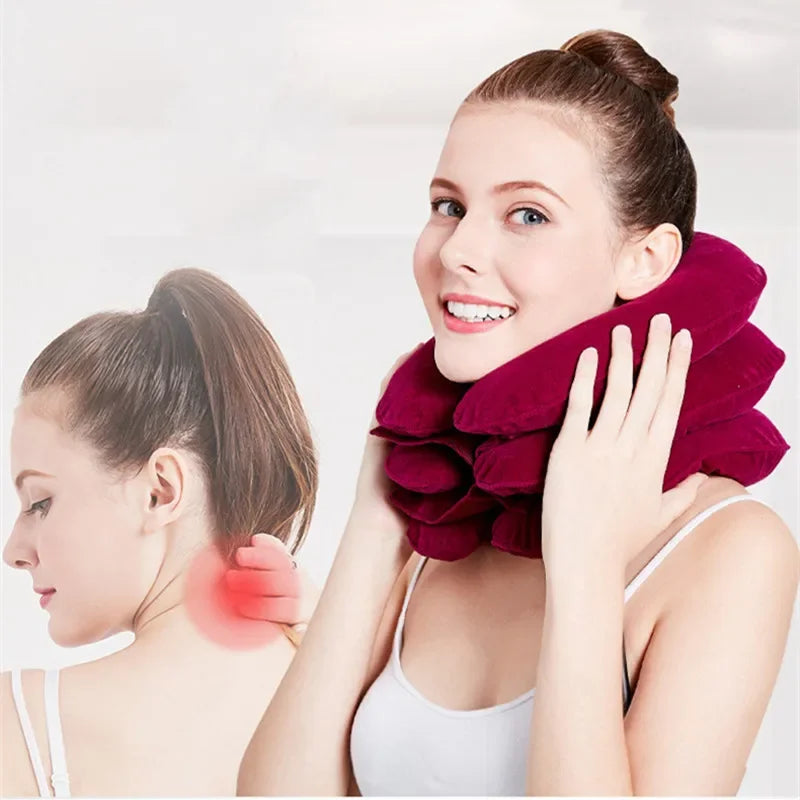 Inflatable Neck Traction Device | Adjustable Cervical Support Pillow Fascia Gun Tidesmit